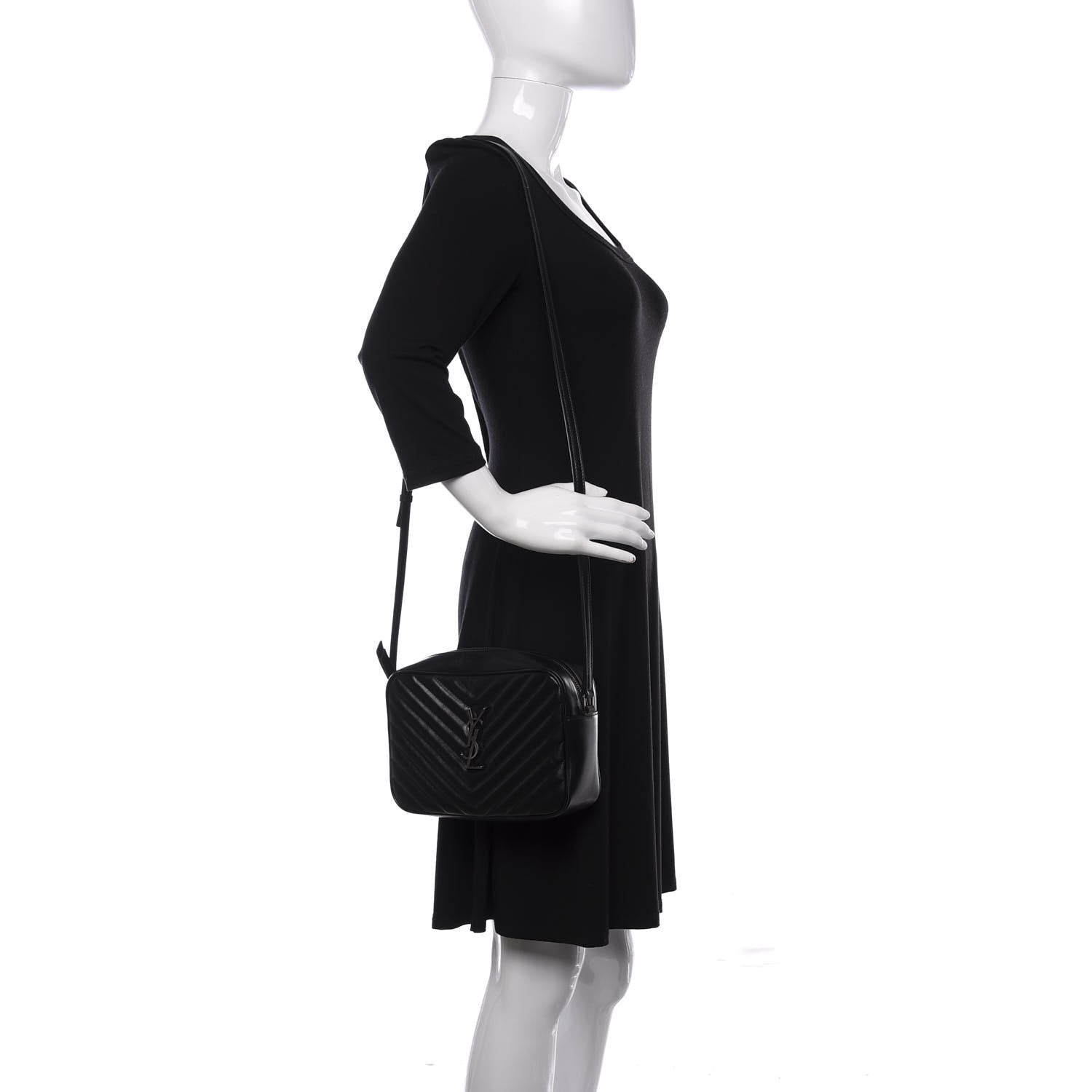 Saint Laurent Calfskin Matelasse Monogram Lou Camera Bag Black 2 of 10