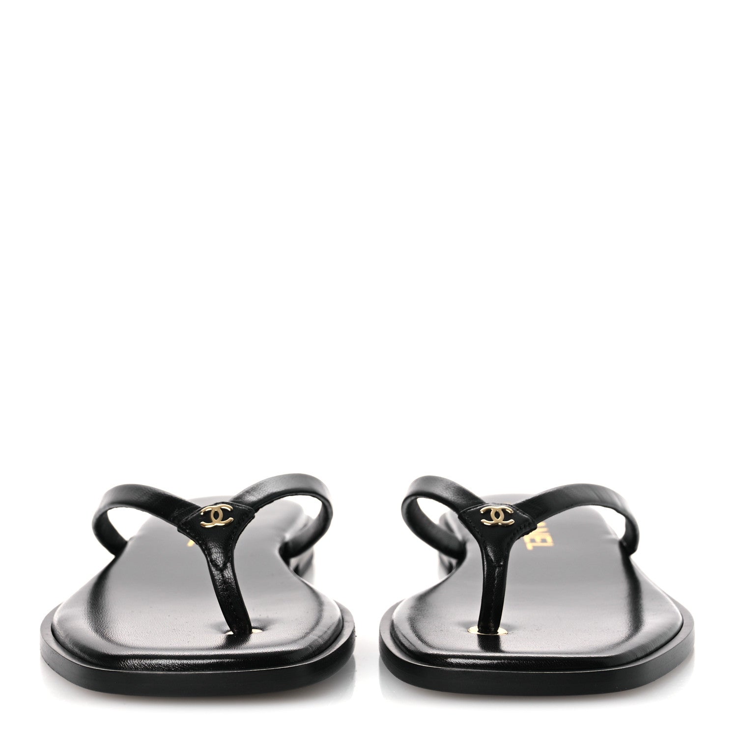Chanel Goatskin CC Times Square Thong Sandals 37 Black 3 of 12