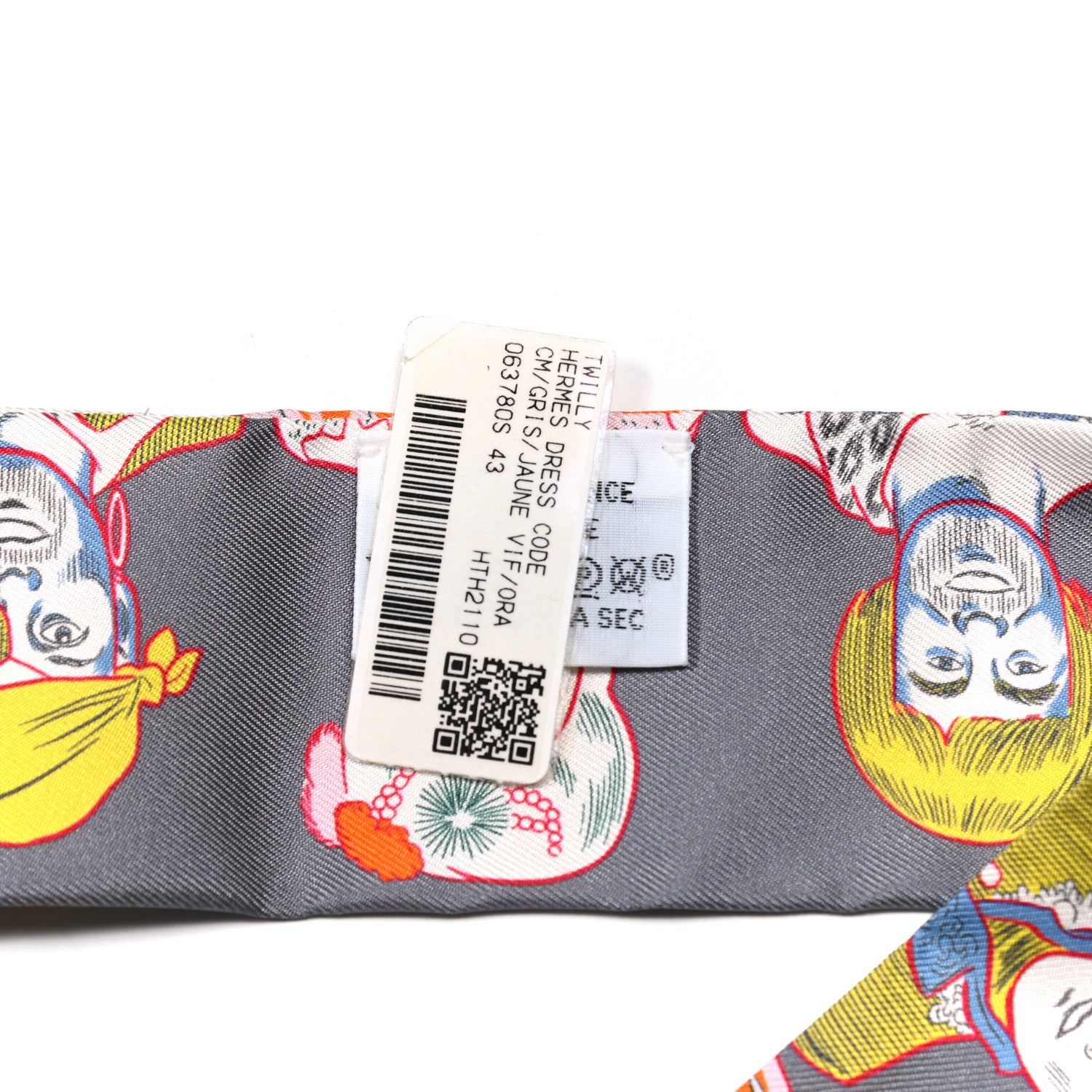 Hermes Silk Dress Code Twilly Gris Jaune Vif Orange 5 of 5