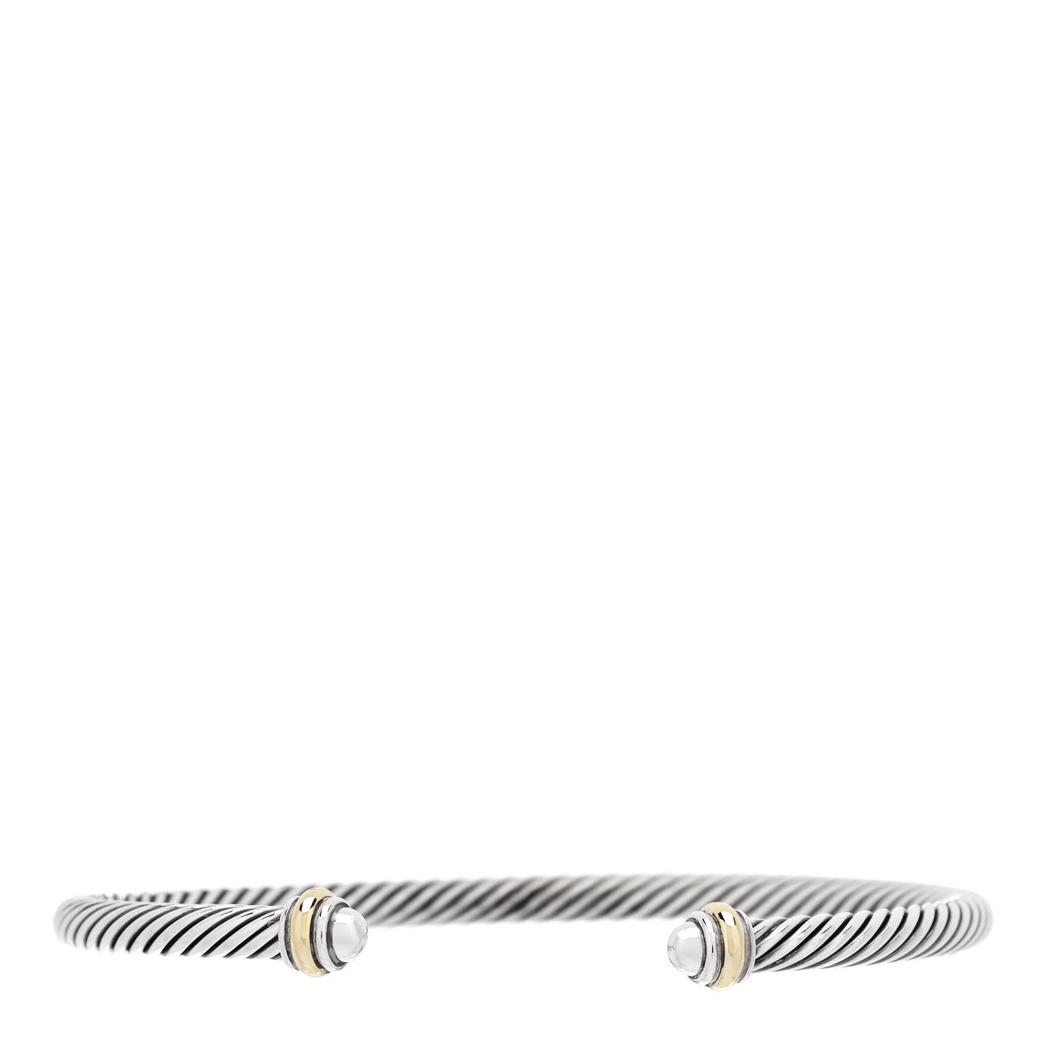 David Yurman Sterling Silver 18K Yellow Gold 4mm Cable Classics Bracelet 1 of 4