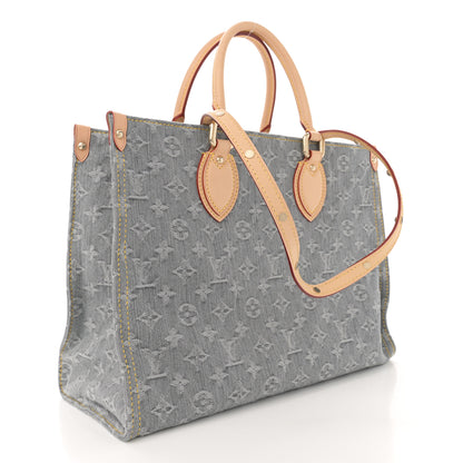 Louis Vuitton Monogram Denim Onthego MM Washed Gray 3 of 10