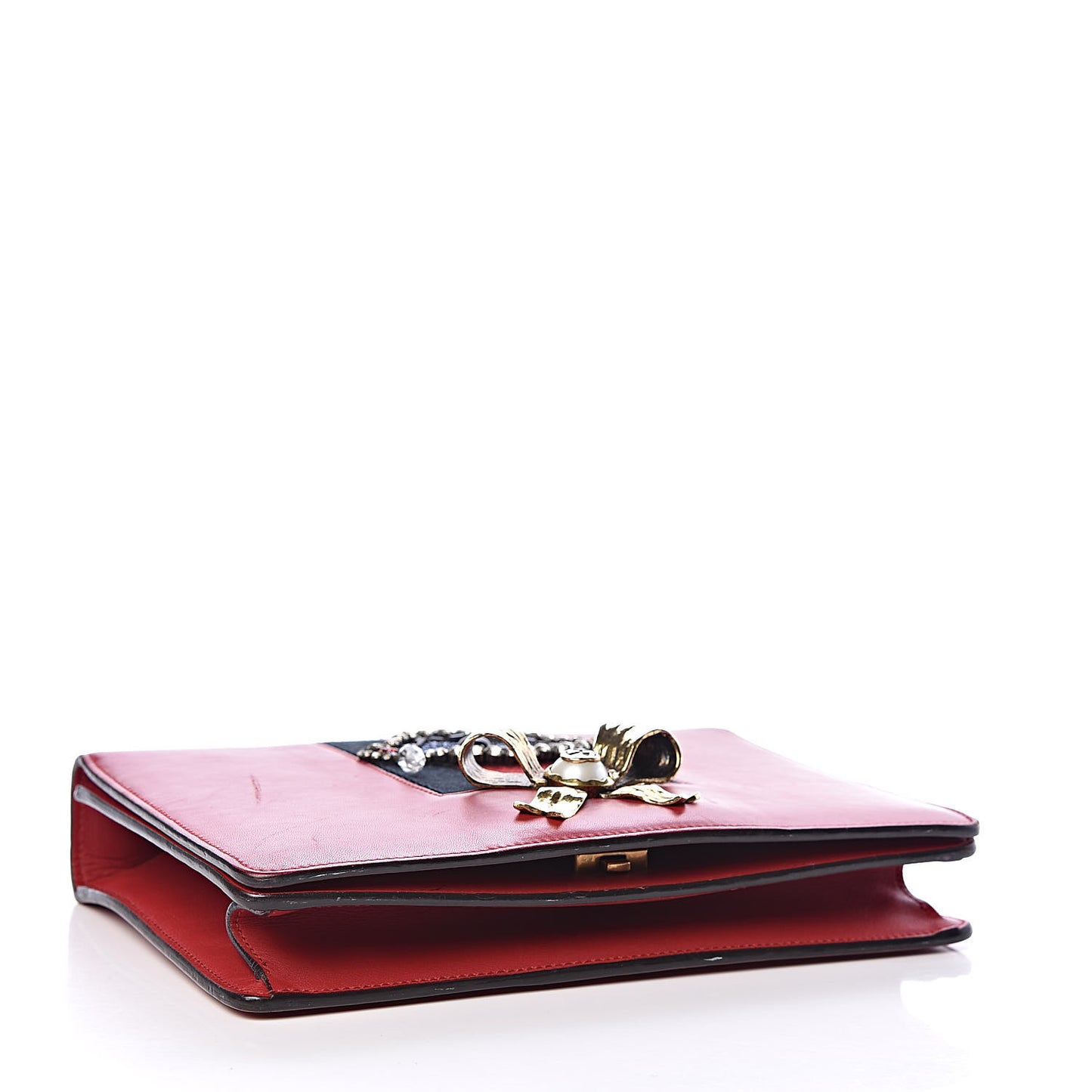 Calfskin Web Medium Peony Chain Shoulder Bag Red