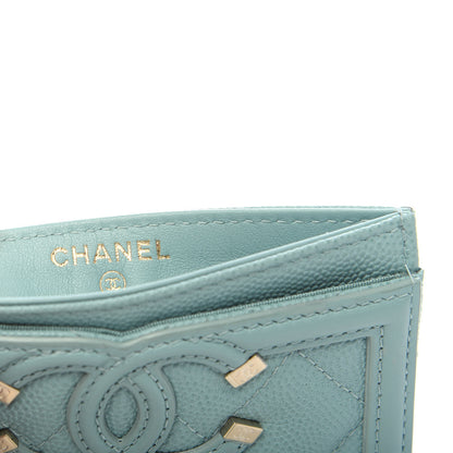 Chanel Caviar Quilted Filigree Card Holder Light Blue 6 of 9