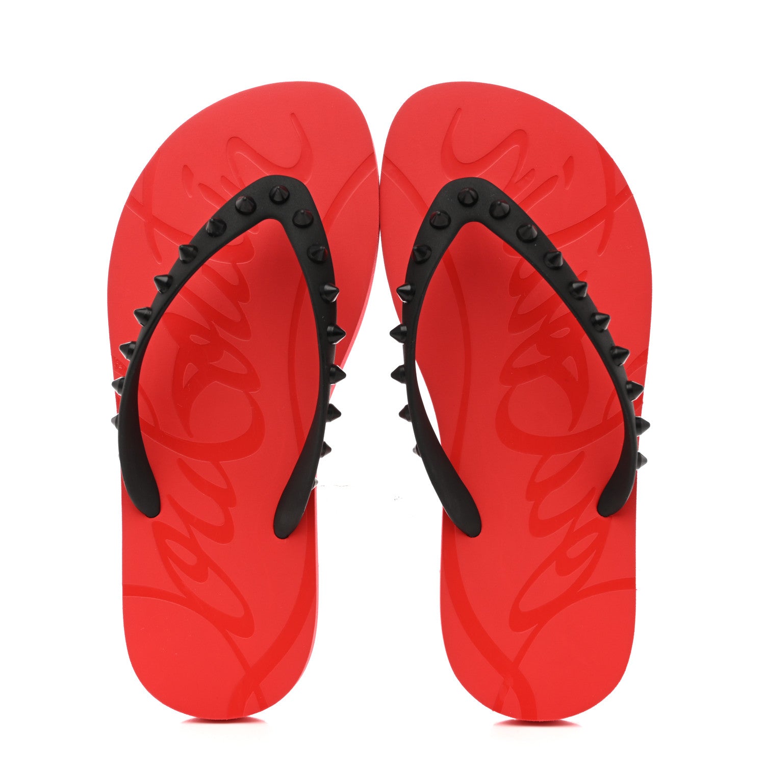 Christian Louboutin Rubber Spike Loubi Donna Flip Flop 36 Black Red 2 of 8