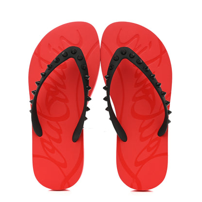Christian Louboutin Rubber Spike Loubi Donna Flip Flop 36 Black Red 2 of 8