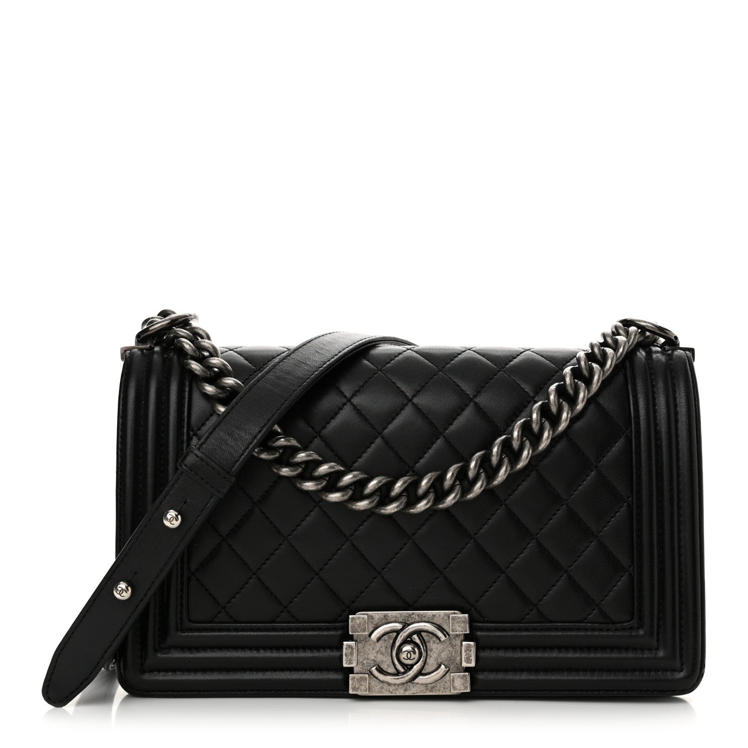 Chanel Lambskin Quilted Medium Boy Flap Black 1 of 12