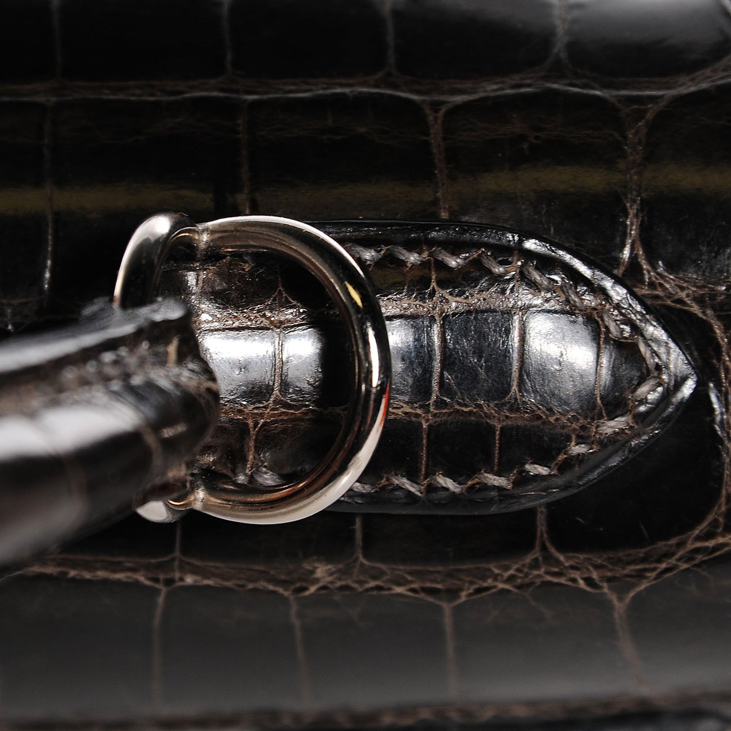 Shiny Niloticus Crocodile Kelly Sellier 25 Graphite