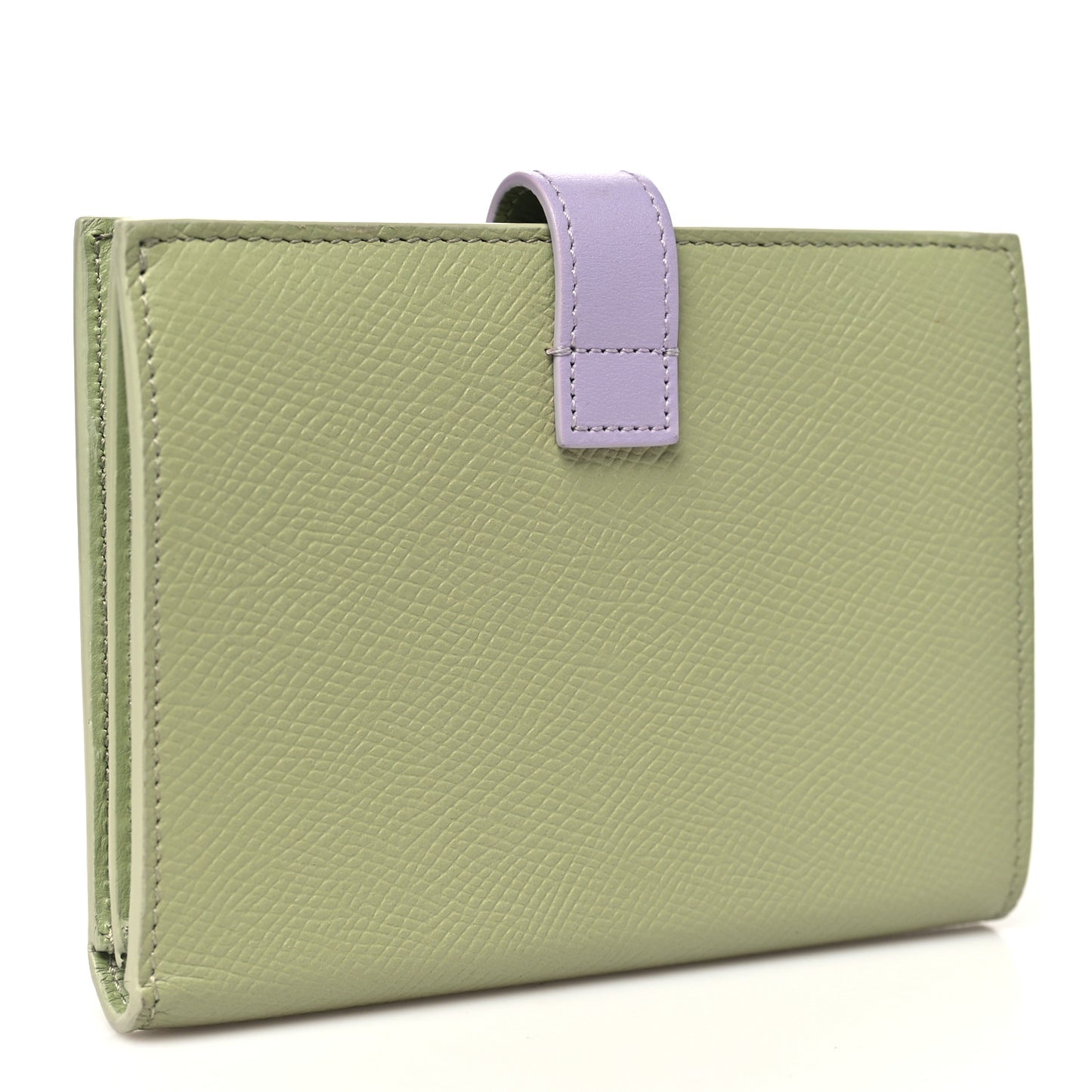 Grained Calfskin Medium Multifunction Strap Wallet Sage Lilas