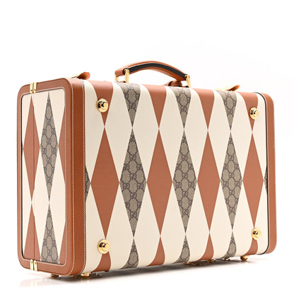 Gucci GG Supreme Monogram Boarded Dyana Calfskin Rhombus Print Savoy Medium Rigid Suitcase Beige Ebony Mystic White Hazel Brown 2 of 13