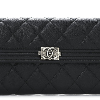 Chanel Caviar Quilted Large Boy Gusset Flap Wallet Black 6 of 10