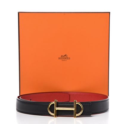 Hermes Swift Epsom 24mm Gamma Belt 75 Black Rouge Casaque 7 of 7