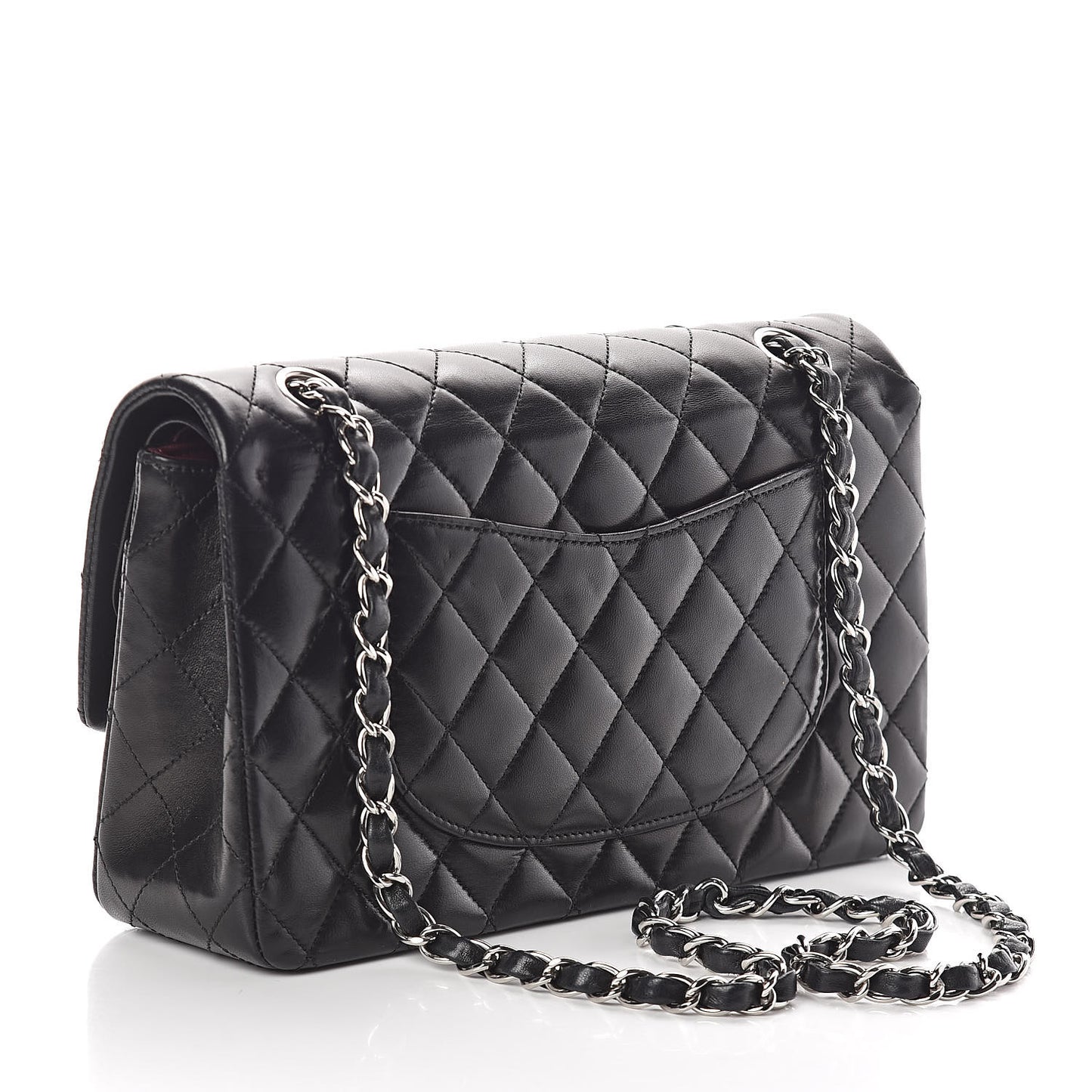 Lambskin Quilted Medium Double Flap Black