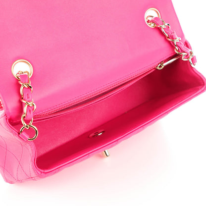Chanel Lambskin Quilted Mini Rectangular Flap Dark Pink 6 of 8