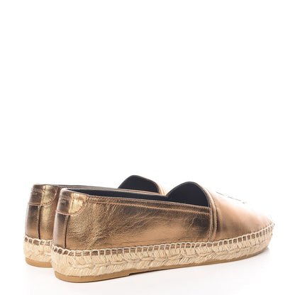 Saint Laurent Metallic Lambskin Monogram Espadrilles 37 Metal Carry 4 of 9