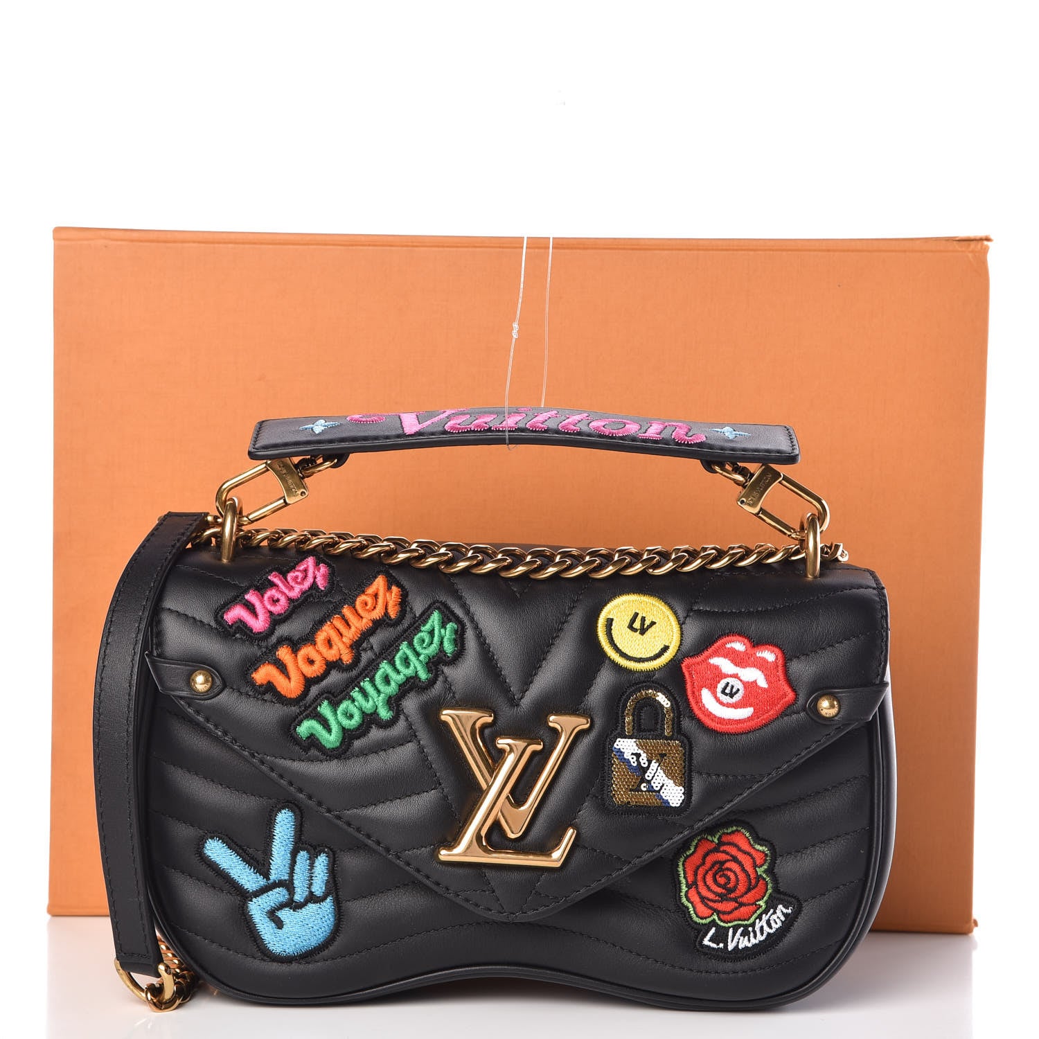 Louis Vuitton Calfskin Embroidered New Wave Chain MM Black 11 of 11