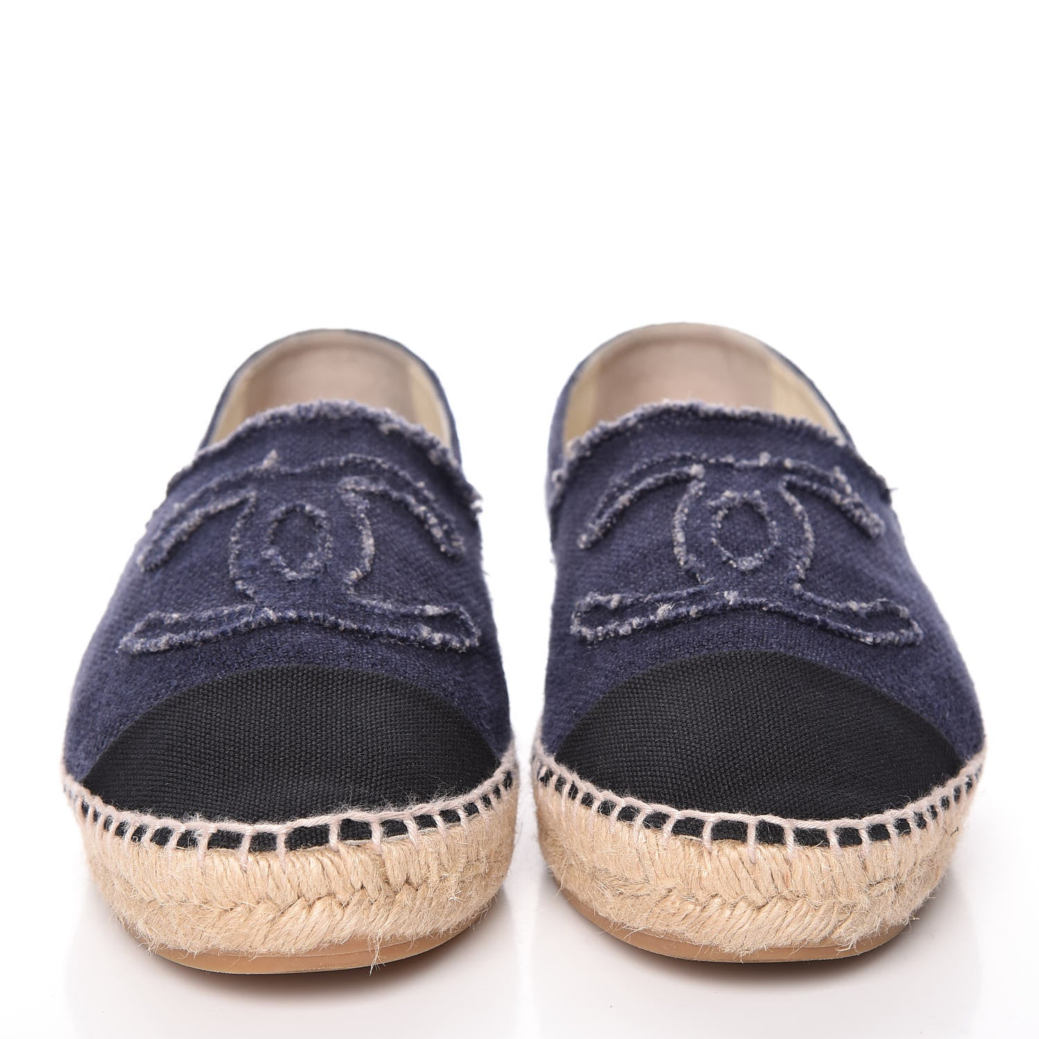 Chanel Denim Toile CC Espadrilles 41 Navy Black 2 of 15