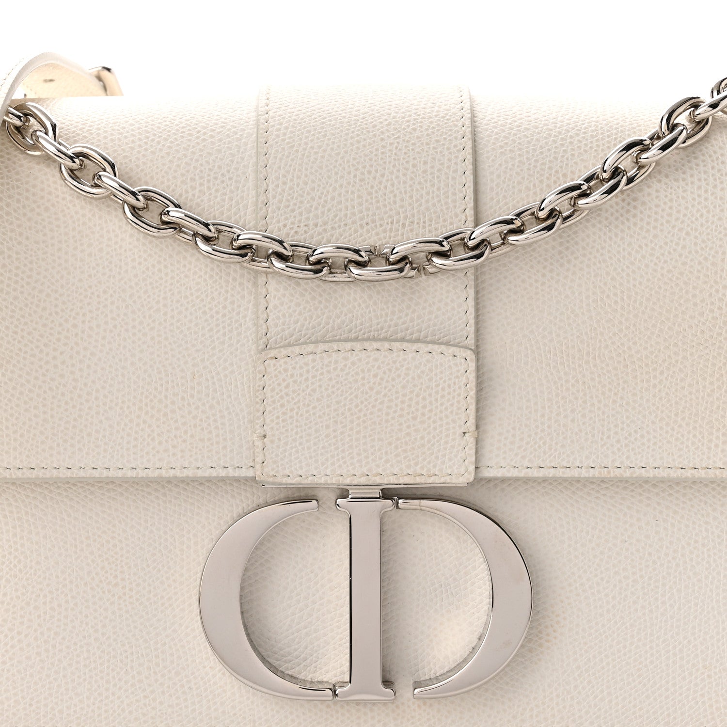 Christian Dior Grained Calfskin 30 Montaigne Chain Flap Bag White 8 of 10