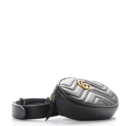 Gucci Calfskin Matelasse GG Marmont Belt Bag 85 34 Black 4 of 9