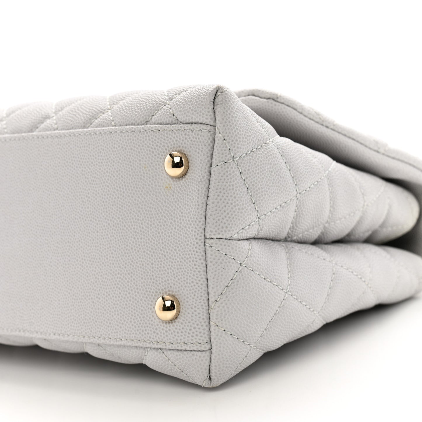 Caviar Quilted Small Coco Handle Flap Light Grey
