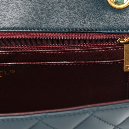 Chanel Lambskin Quilted Bi-Color Flap Navy Turquoise 12 of 16