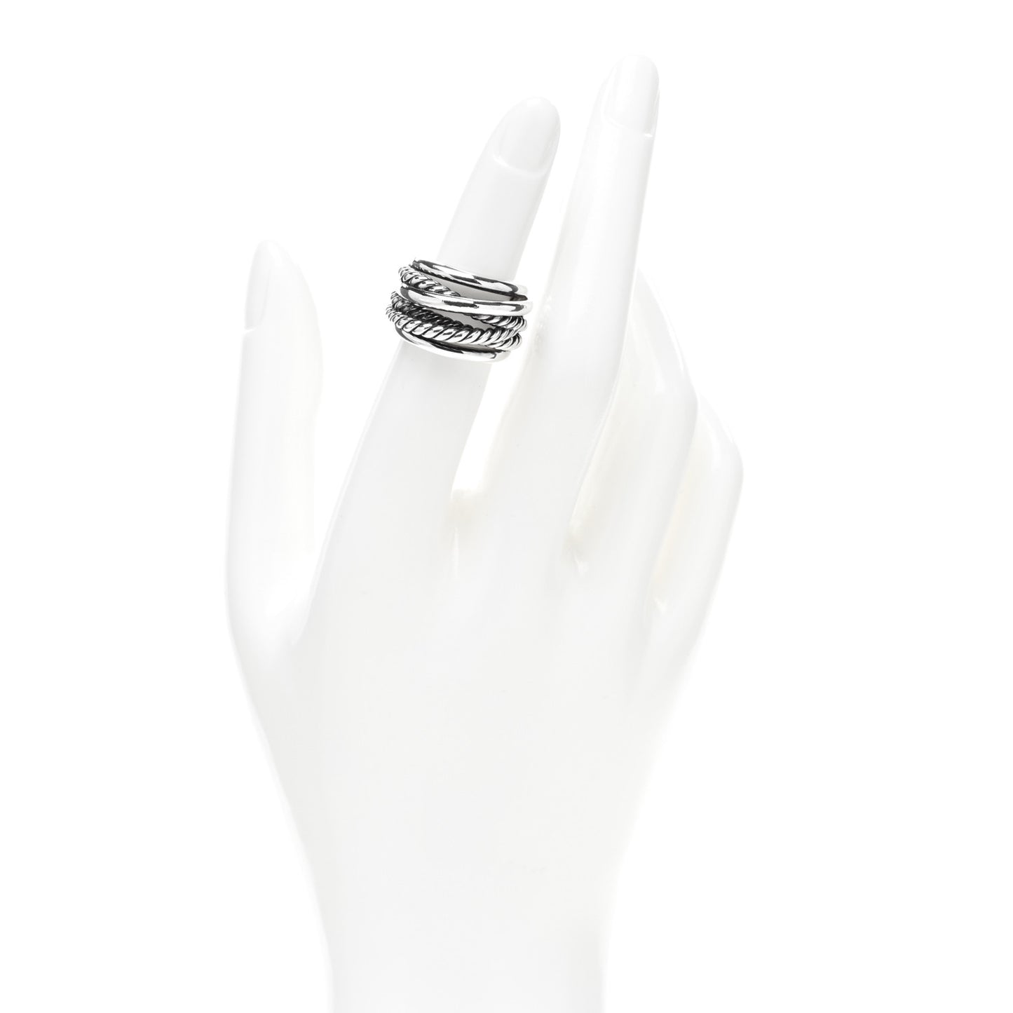 Sterling Silver Wide Crossover Cable Ring 49 4.75