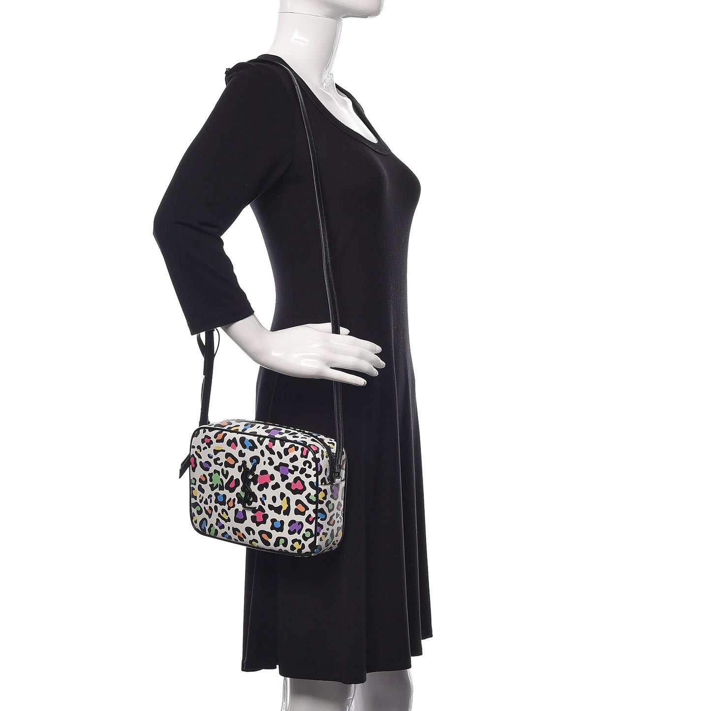 Grain De Poudre Medium Classic Monogram Multicolor Leopard Print Camera Bag Black