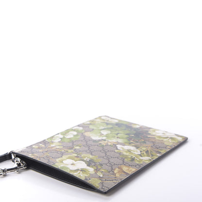 Gucci GG Supreme Monogram Blooms Small Zip Wristlet Pouch Beige New Military Black 4 of 8