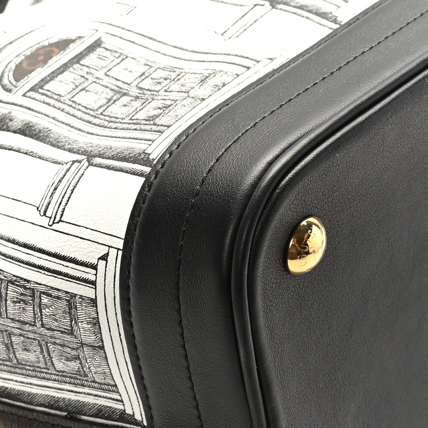 Louis Vuitton X FORNASETTI Calfskin Architettura Noe MM Black White 7 of 10