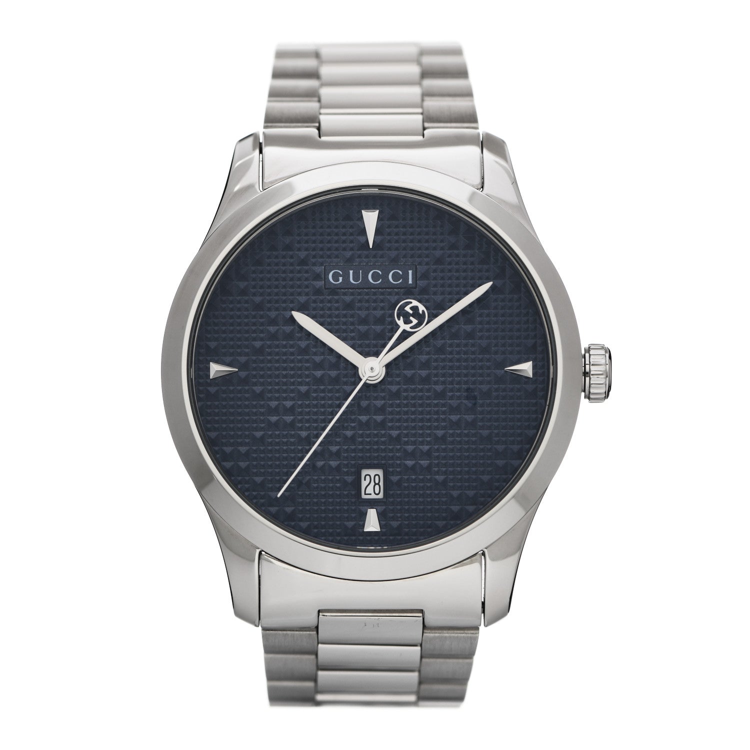 Gucci Stainless Steel 38mm G-Timeless Diamante Quartz Watch Navy 1 of 6