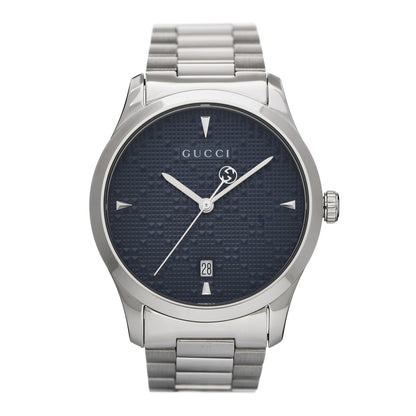 Gucci Stainless Steel 38mm G-Timeless Diamante Quartz Watch Navy 1 of 6