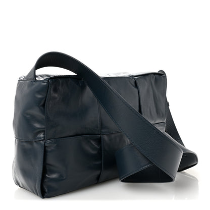 Bottega Veneta Paper Calfskin Maxi Intreccio Medium Arco Camera Bag Deep Blue 3 of 11
