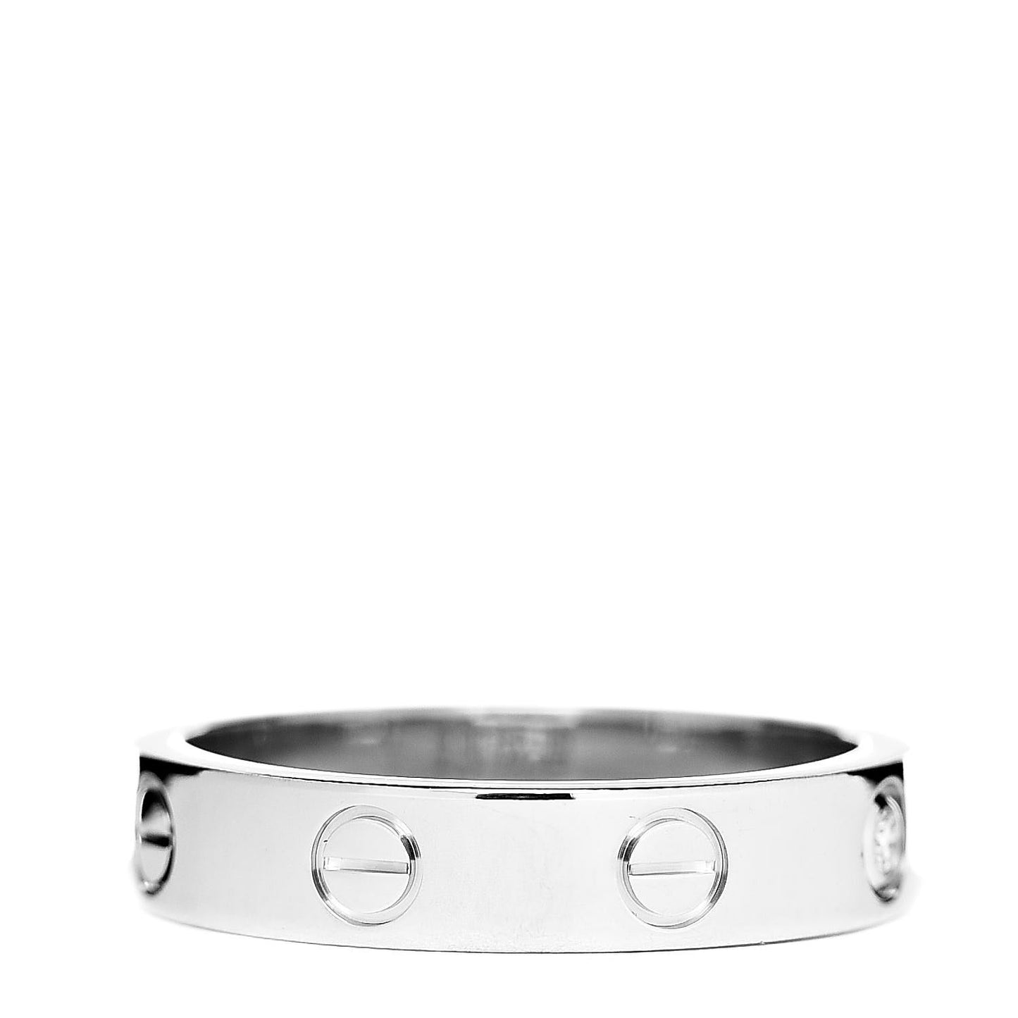 18K White Gold Diamond 4mm LOVE Wedding Band Ring 52 6