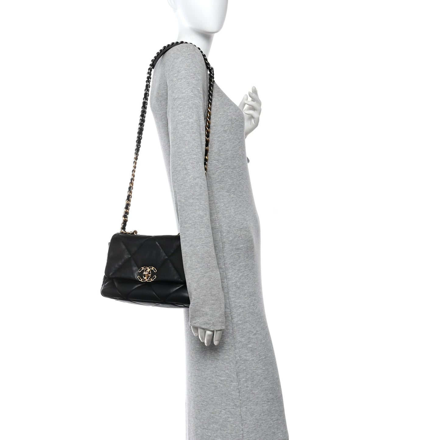 Lambskin Quilted Medium Chanel 19 Flap Black