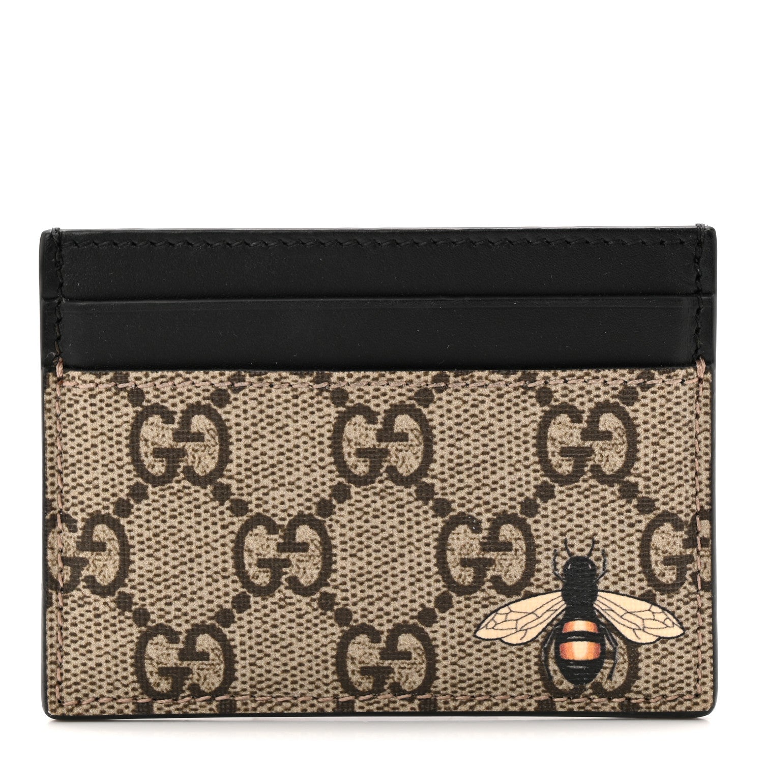 Gucci GG Supreme Monogram Bee Print Card Holder Black 1 of 7