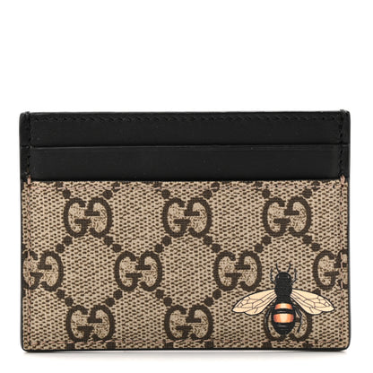 Gucci GG Supreme Monogram Bee Print Card Holder Black 1 of 7