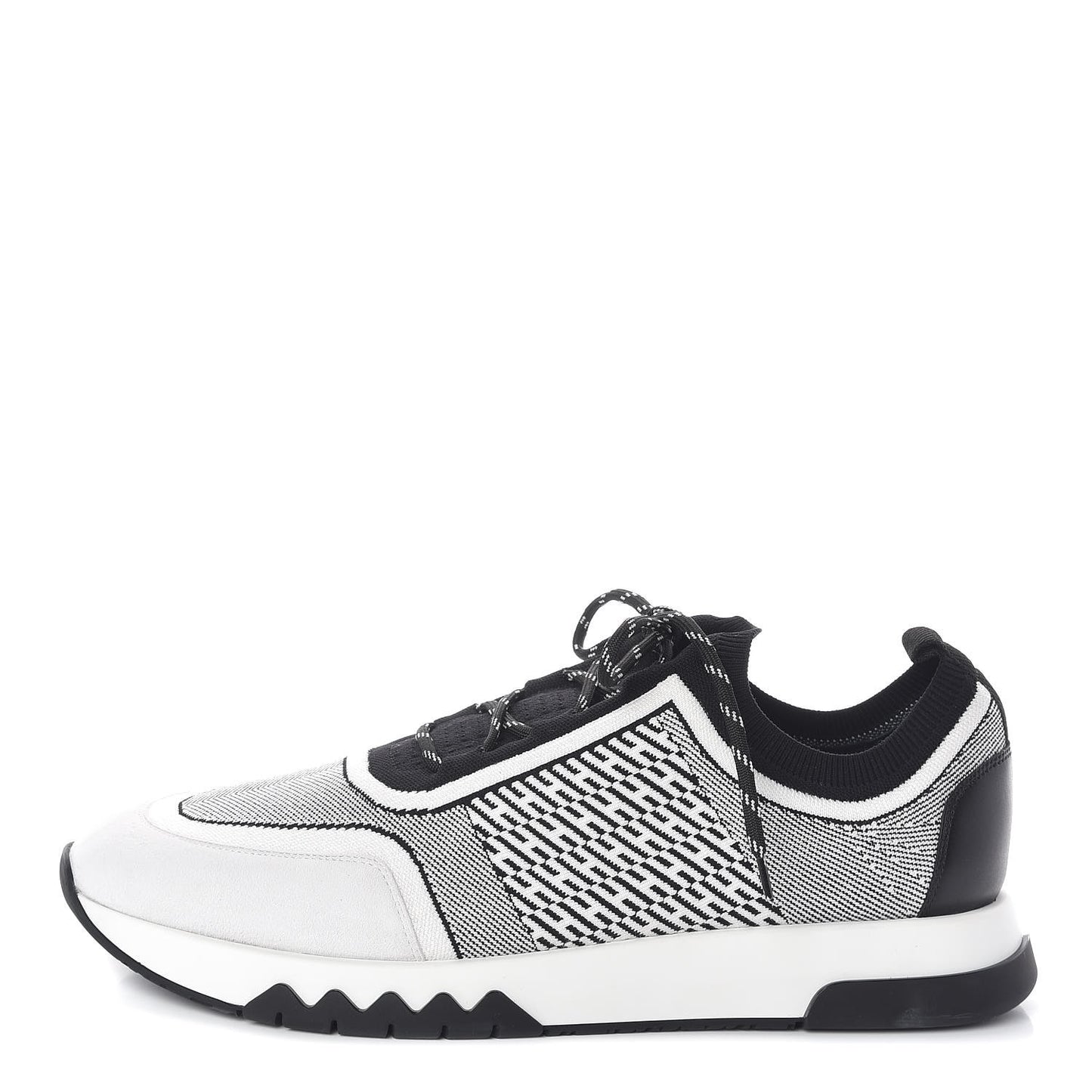 Knit Goatskin Mens Addict Sneakers 45 Black White