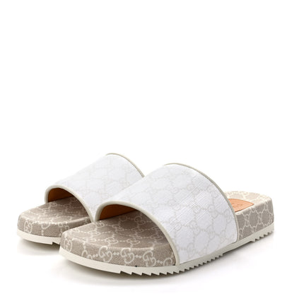 Gucci GG Supreme Monogram Demetra Mens Slide Sandals 10 White Mystic White 3 of 8