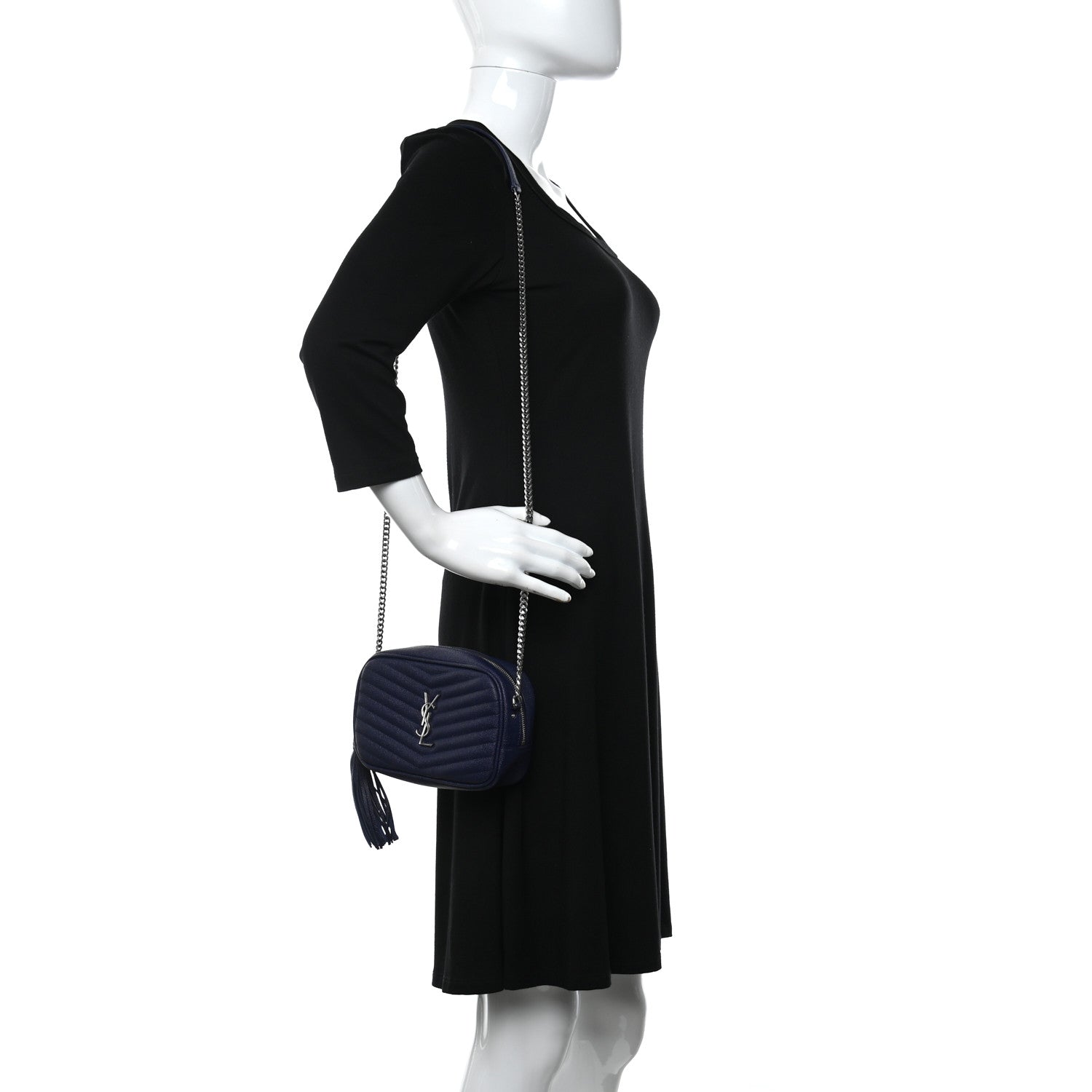 Saint Laurent Grain De Poudre Matelasse Monogram Mini Lou Camera Bag Denim 2 of 11