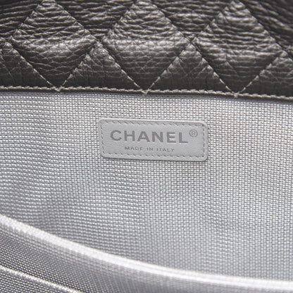Chanel Metallic Calfskin Quilted XXL Travel Flap Bag Dark Silver 6 of 10