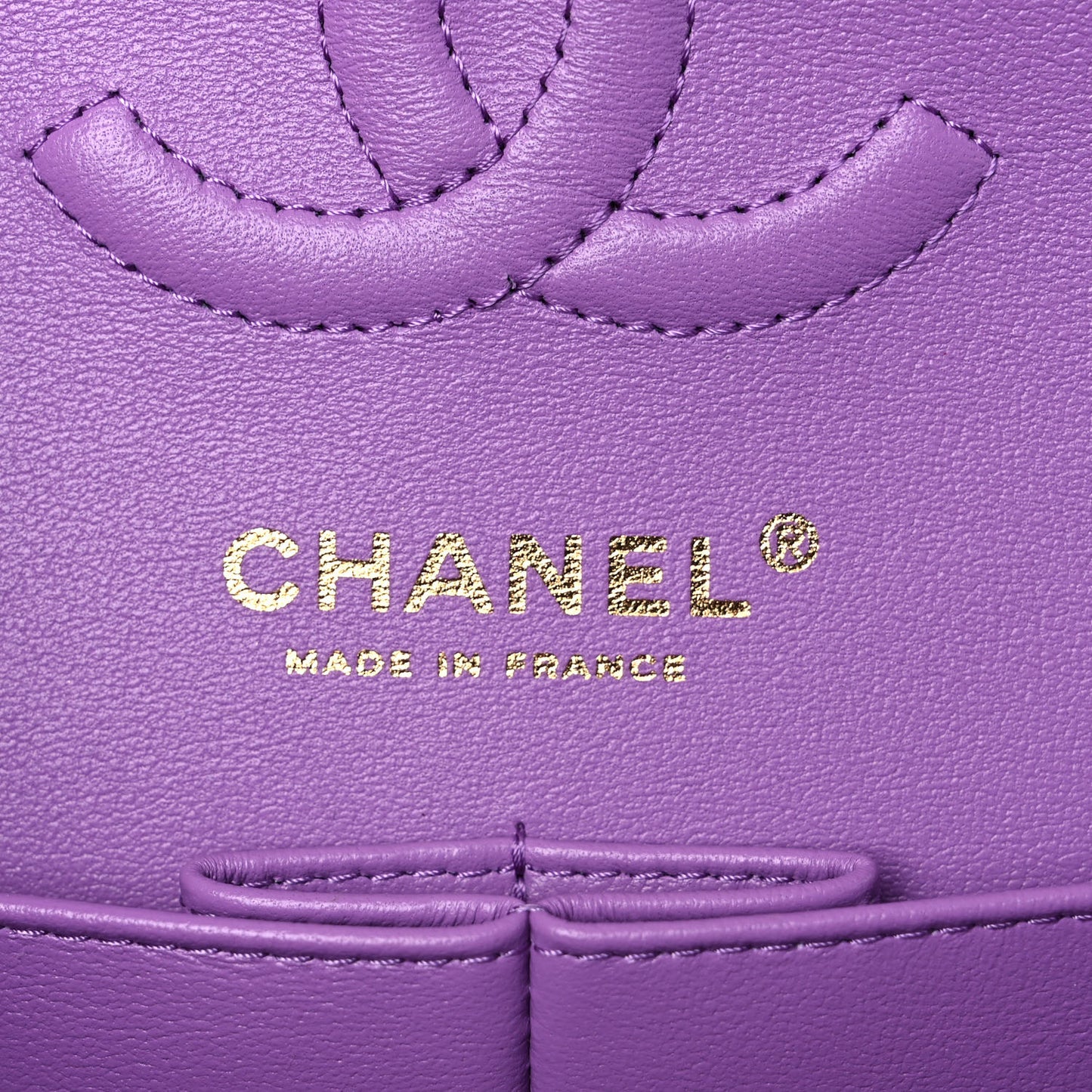 Caviar Quilted Small Double Flap Purple