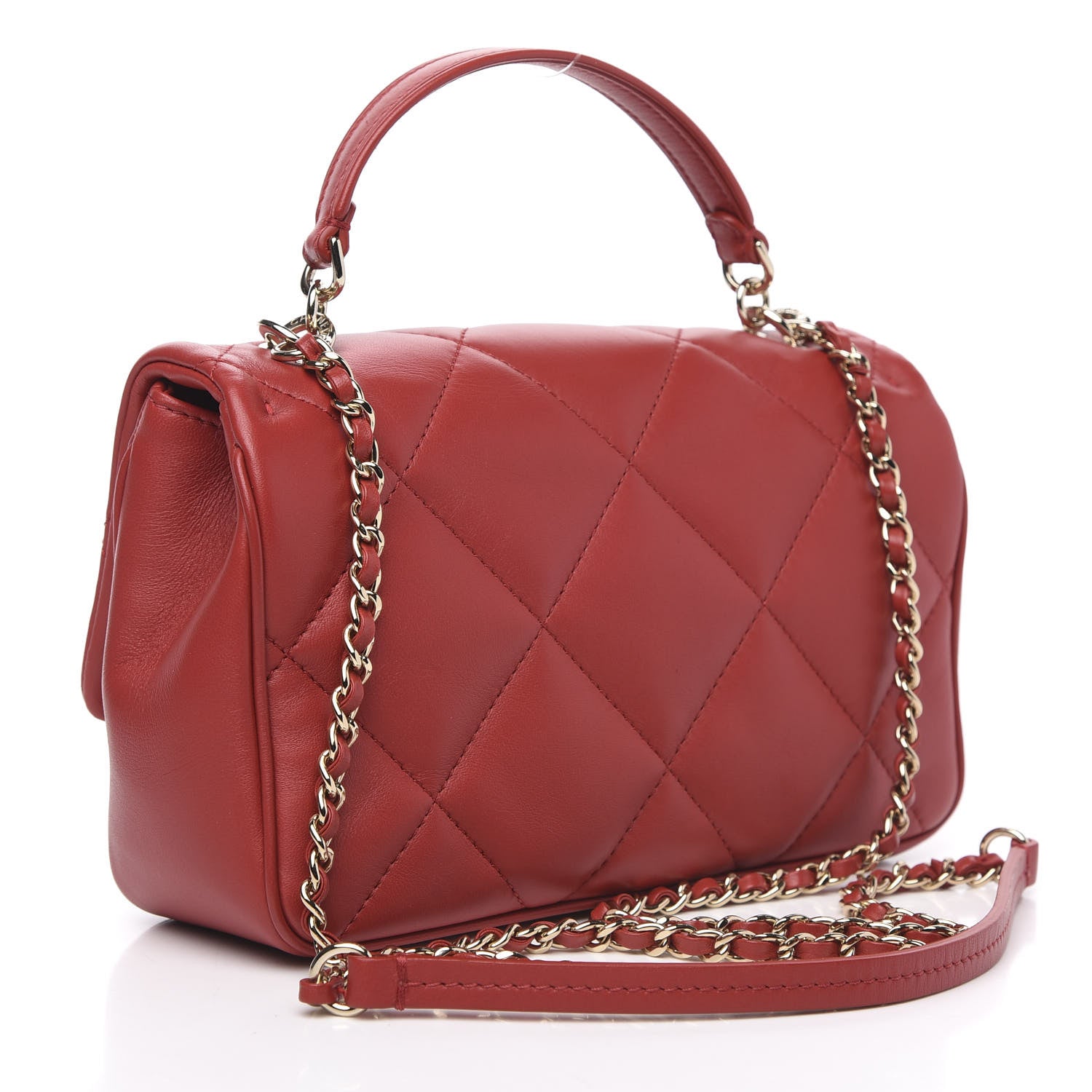 Chanel Lambskin Quilted Small Easy Carry Flap Red 2 of 10