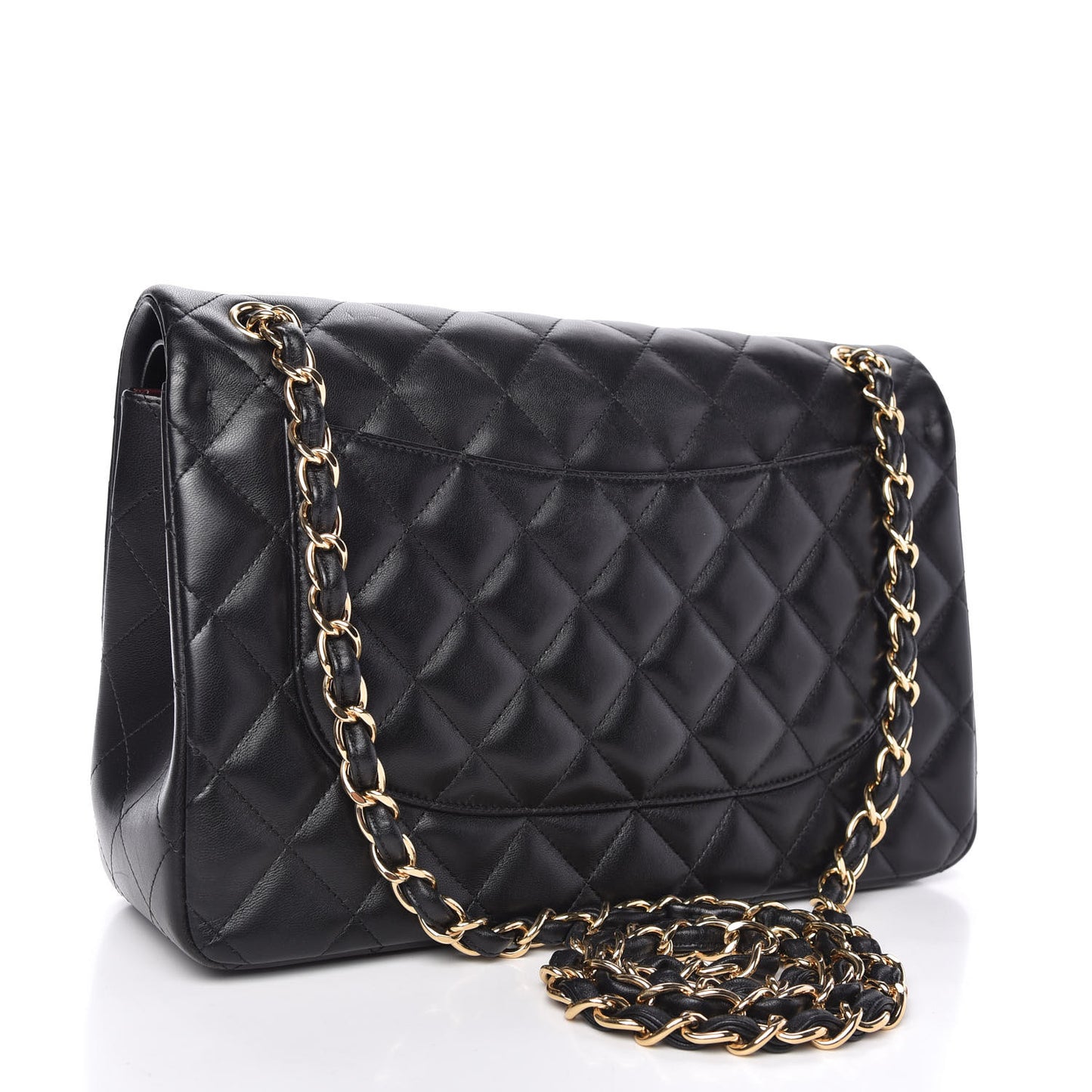 Lambskin Quilted Jumbo Double Flap Black