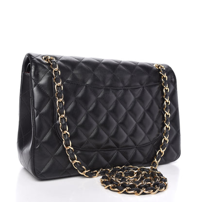 Chanel Lambskin Quilted Jumbo Double Flap Black 3 of 11