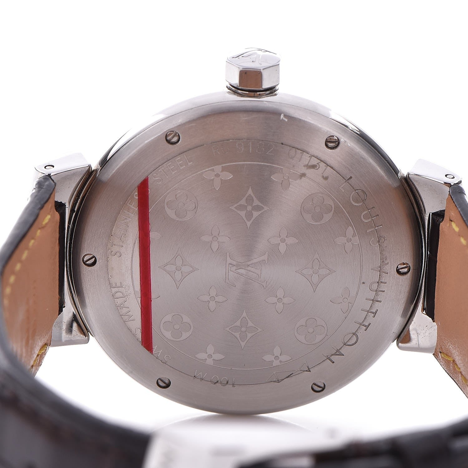 Louis Vuitton Stainless Steel Alligator 39mm Tambour GMT Automatic Watch Brown 5 of 8
