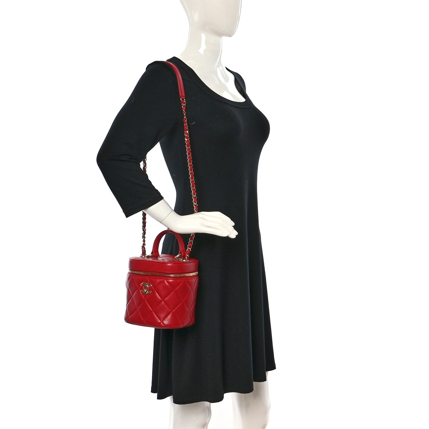 Chanel Lambskin Quilted Trendy Vanity Case Red 2 of 12