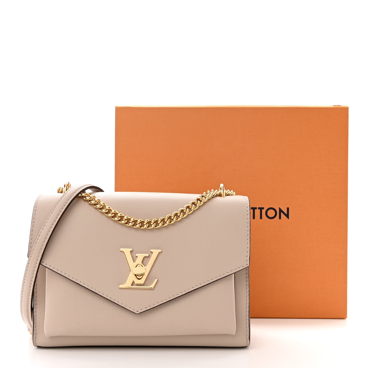 Louis Vuitton Soft Calfskin Mylockme Chain Bag BB Greige 12 of 12
