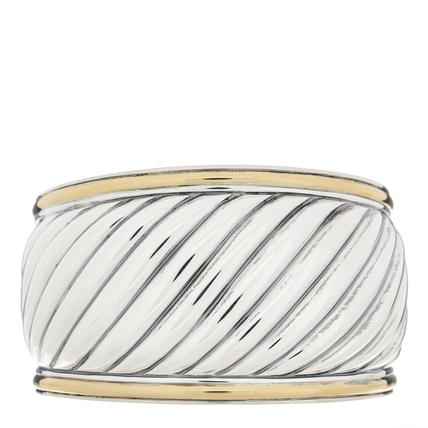 Sterling Silver 18K Yellow Gold 41mm Sculpted Cable Cuff Bracelet