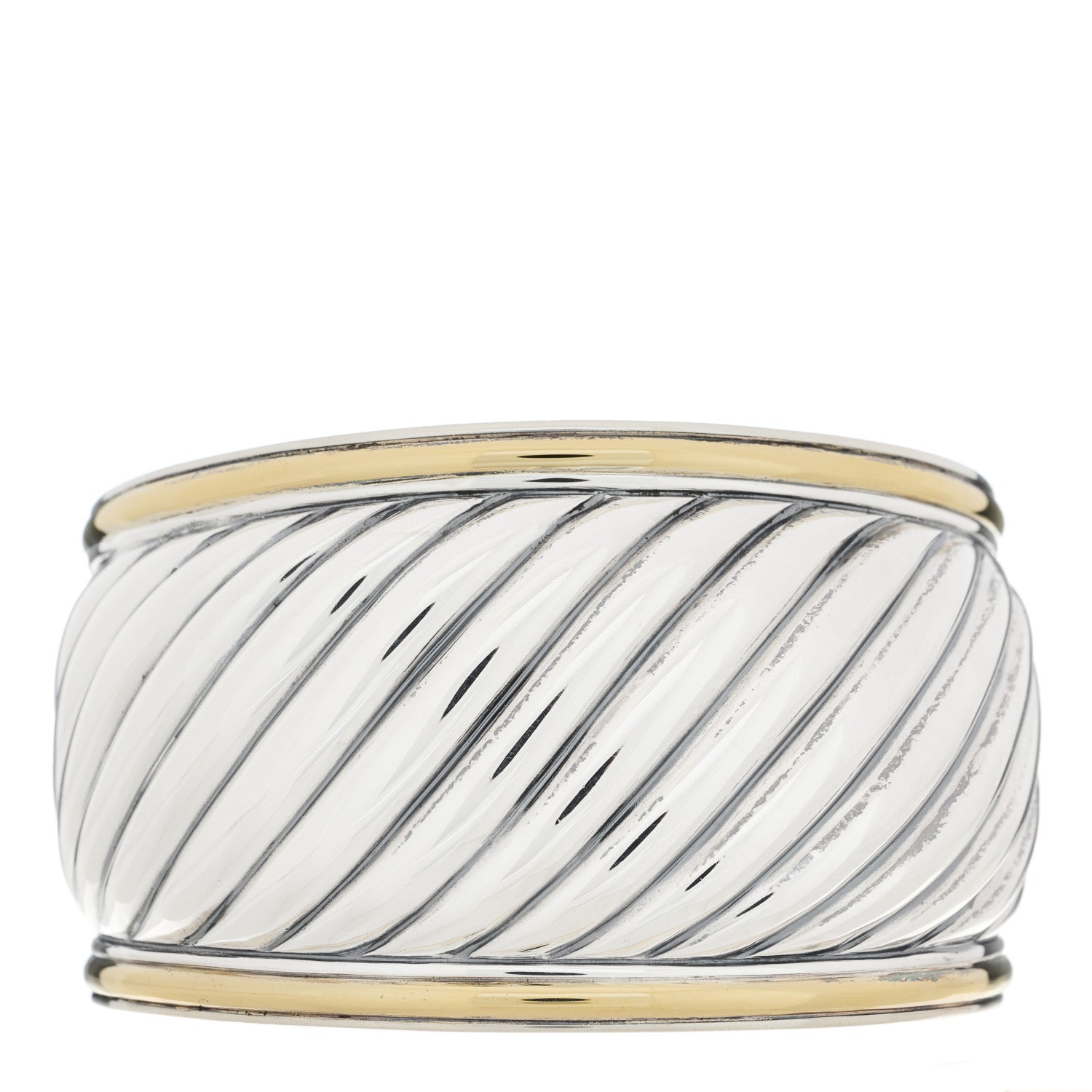 David Yurman Sterling Silver 18K Yellow Gold 41mm Sculpted Cable Cuff Bracelet 1 of 3