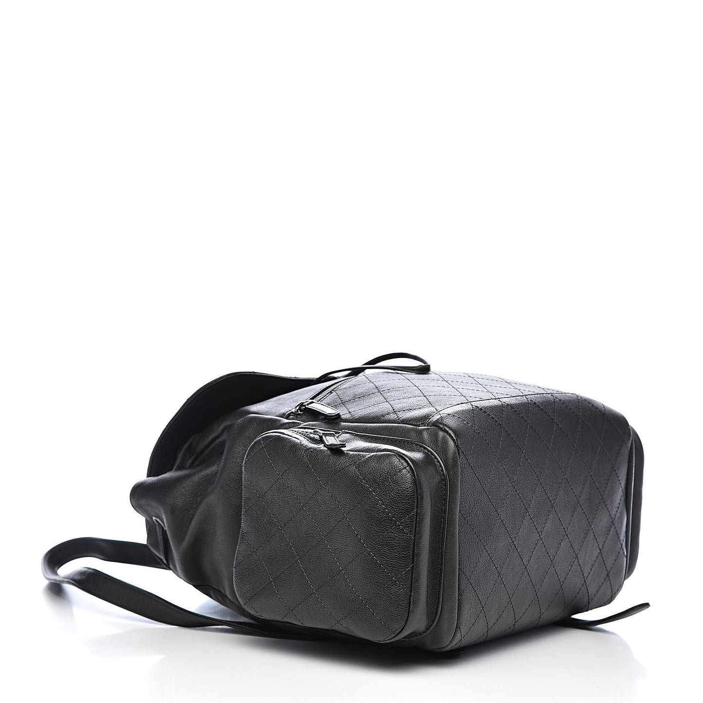 Grained Calfskin Stitched Pocket Backpack Dark Green