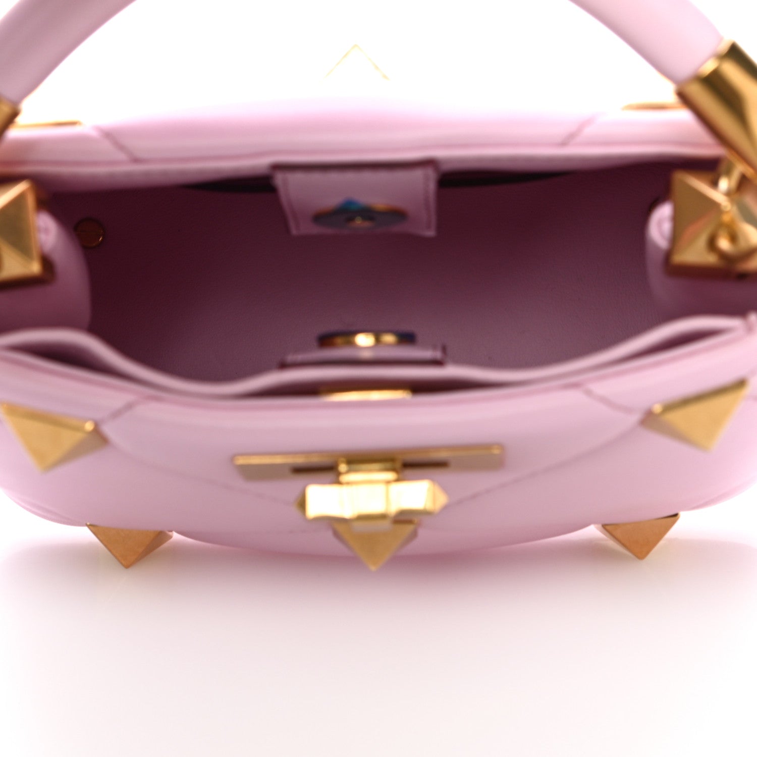 Valentino Garavani Nappa Mini Roman Stud The Handle Bag Pink Borealis 4 of 8